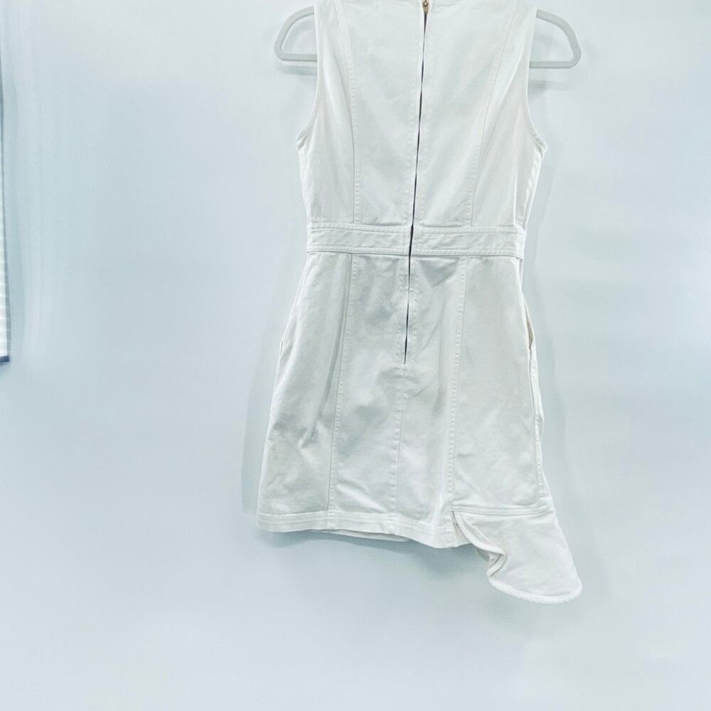 AMUR White Sleeveless Ruffle Front Button Mini Dress - Picture 5 of 14
